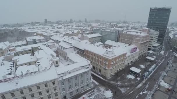 Ban Jelacic square in Zagreb - aerial — Stock Video