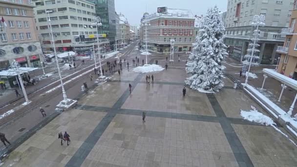 Ban Jelacic square em Zagreb - antena — Vídeo de Stock