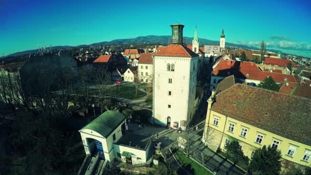 Oberstadt Zagreb - Antenne — Stockvideo