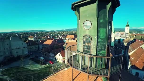 View of the Tower Lotrscak in Zagreb — стоковое видео