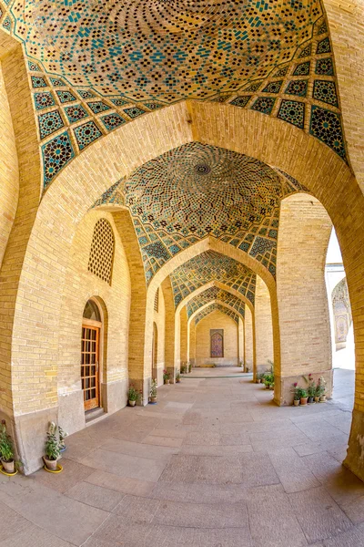 Nasir al-Mulk Mosque arcade hall fisheye — Stock Photo, Image