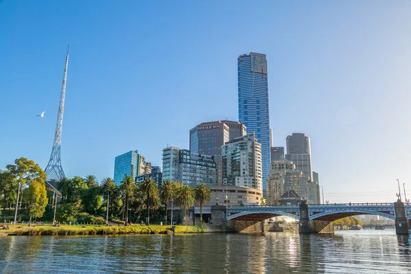 Melbourne Princes bridge cityscape — Stockfoto