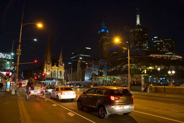 Melbourne in de nacht — Stockfoto