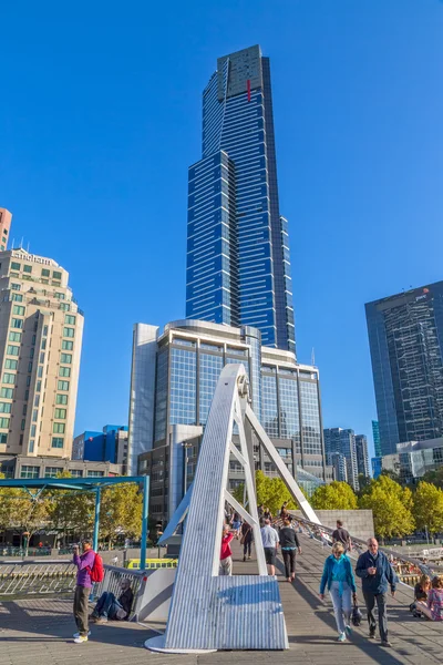 Torre de Melbourne Footbridge e Eureka — Fotografia de Stock
