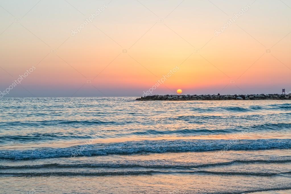 Sea Sunset Tel Aviv Stock Photo Dbajurin 99296356