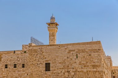 Solomons temple and Al-Aqsa Mosque minaret Jerusalem clipart
