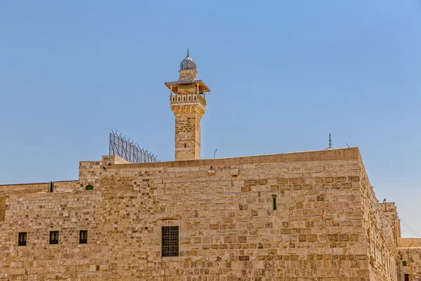 Tempio delle Salomone e Minareto della Moschea di Al-Aqsa Gerusalemme — Foto Stock