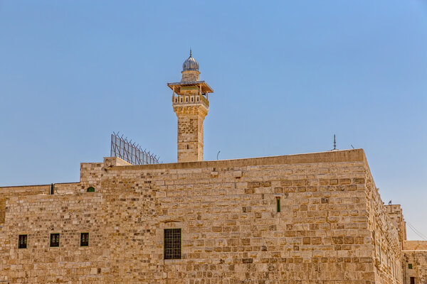 Solomons temple and Al-Aqsa Mosque minaret Jerusalem