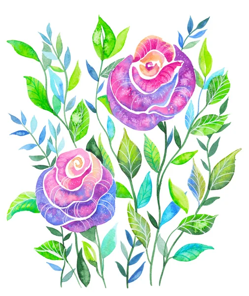 Rosa Rosen in Aquarell — Stockfoto