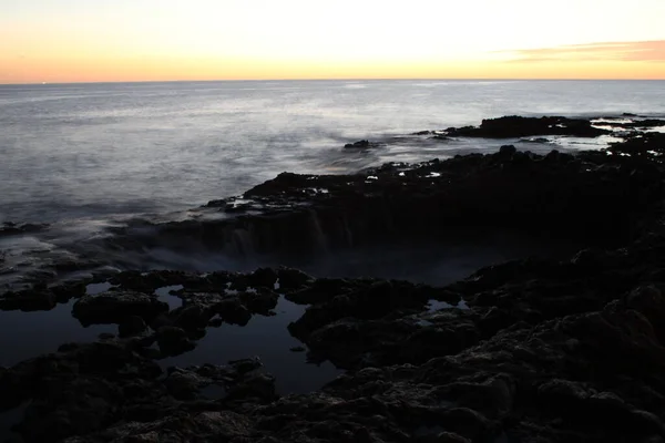 Blowhole Volcanique Sur Côte Île Gran Canaria — Photo