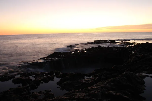 Blowhole Volcanique Sur Côte Île Gran Canaria — Photo