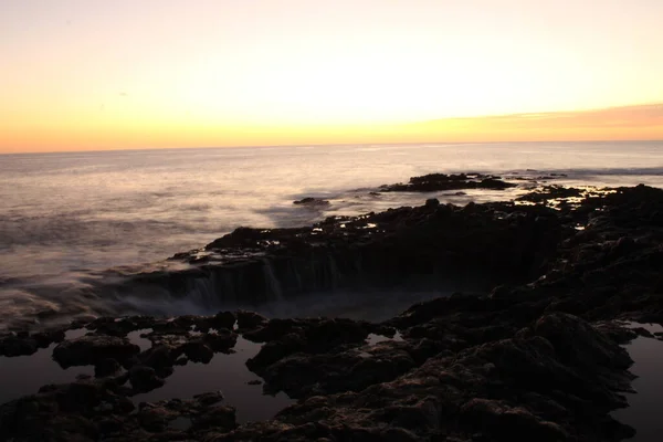 Blowhole Volcanique Sur Côte Île Gran Canaria — Photo