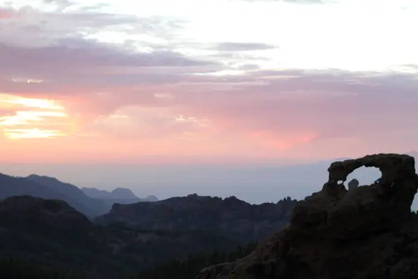 Vista Pôr Sol Pico Ilha Gran Canaria — Fotografia de Stock