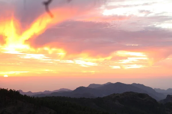 Prachtige Zonsondergang Top Van Het Eiland Gran Canaria — Stockfoto