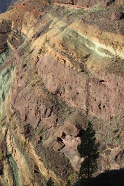 Gran Canaria Adası 'ndaki Los Azulejos' taki muhteşem çok renkli uçurumun manzarası