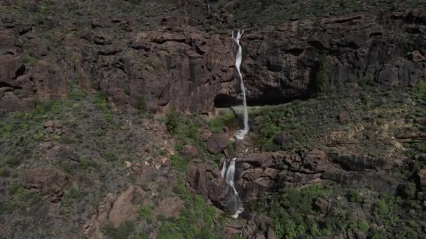 Drone View Small Waterfall South Gran Canaria Island — Stock Video