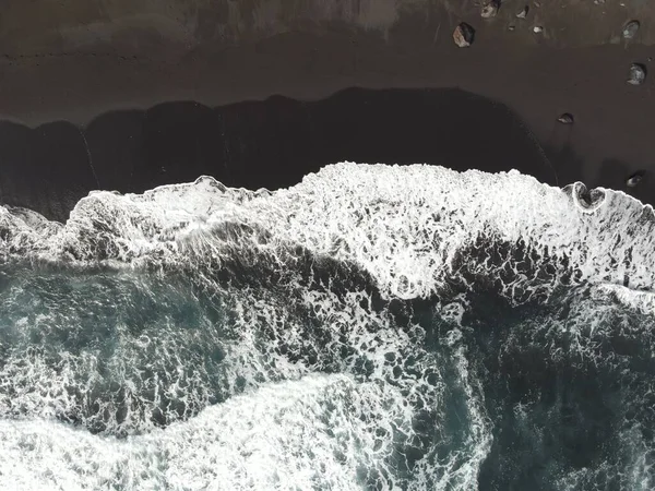 Drone View Amazing Black Sand Beach — Stock Photo, Image