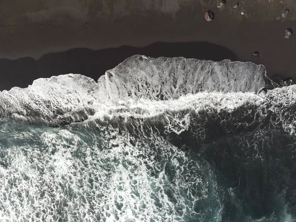 Drone View Amazing Black Sand Beach — Stock Photo, Image