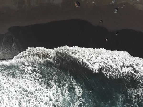 Drone View Amazing Black Sand Beach — Stock Photo, Image