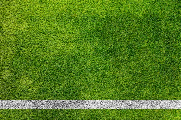 Top View Soccer Field Fresh Green Grass White Stripe Public — Stock Photo, Image