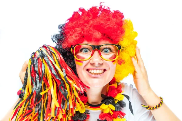 Giovane Appassionata Donna Sport Calcio Fan Tifoso Calcio Tedesco Che — Foto Stock