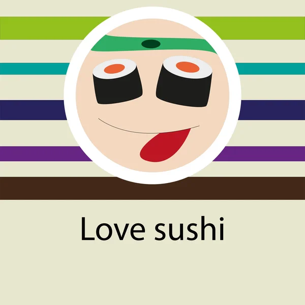 Liebe Sushi, lecker, Becher, Essen — Stockvektor