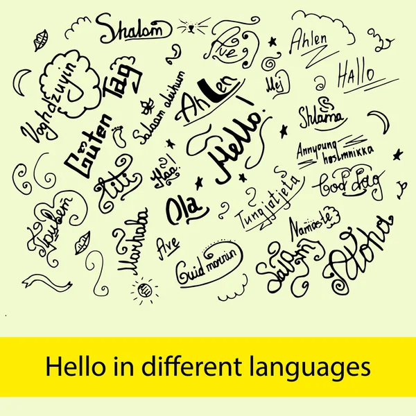 Привіт на різних мовах чорнило — стоковий вектор