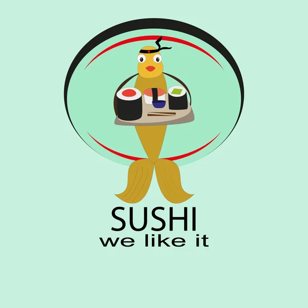 Sushi set, lekker eten, rollen — Stockvector
