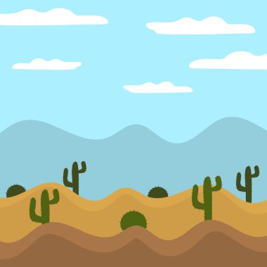 oyun arka plan kaktüs çöl ısı yolculuk çizgi film