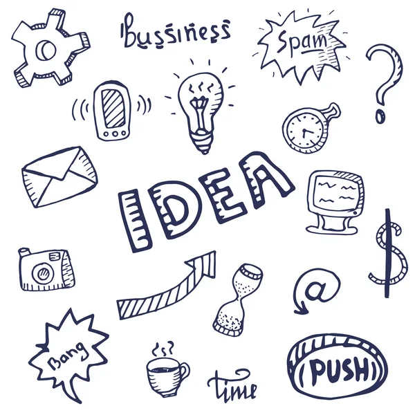 iş, el-çizim öğesi fikrine Doodle Icons set