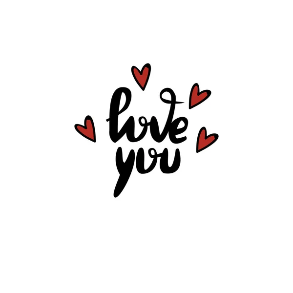 Ti amo mano lettering sentimenti felicità cuore segno di riconoscimento — Vettoriale Stock