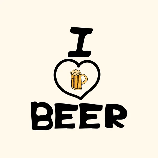 Huis gebrouwen bierhuis vervaardigd bier ik hou van bier brouwerij drinken alcohol hand-tekening vakantie inscriptie belettering — Stockvector