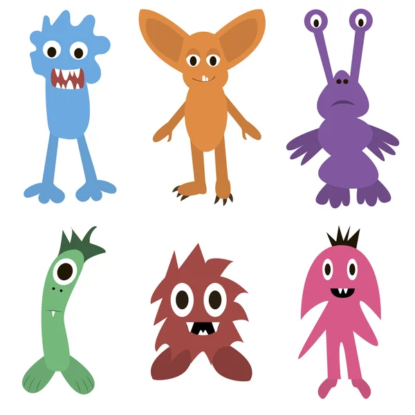 Uppsättning av monster i Flete munkorg roliga barn målade olika — Stock vektor