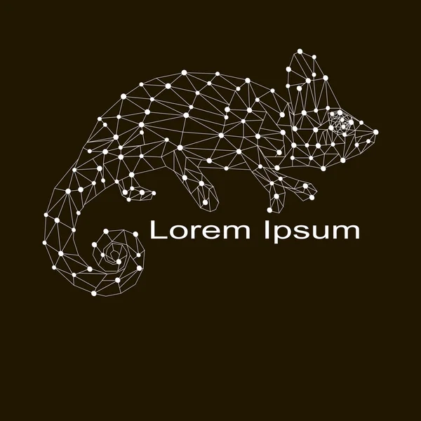 ベクトル アートの幾何学的なカメレオン。現代的なスペクトルの抽象的な背景イラスト。黒で隔離動物トカゲ. — ストックベクタ