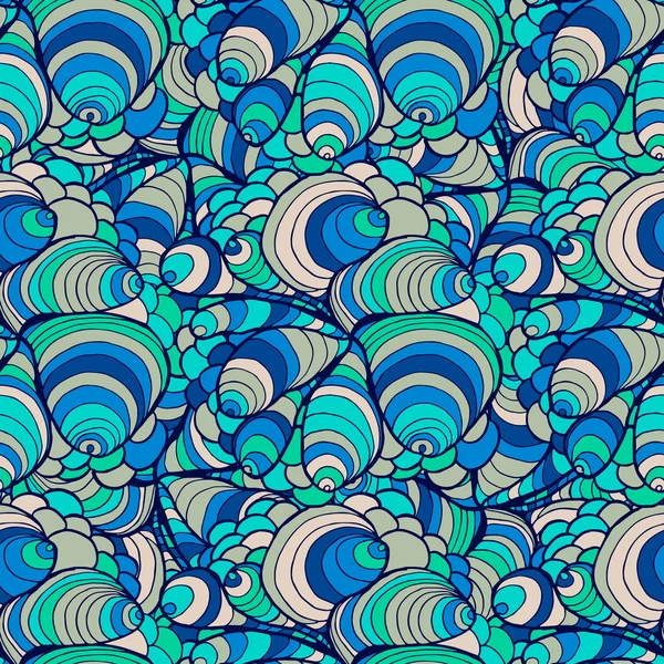 Motif abstrait sans couture des vagues dessinées à la main, fond ondulé. Modèle sans couture peut être utilisé pour le papier peint, remplissage de motif, fond de page Web, textures de surface. Superbe fond floral sans couture — Image vectorielle