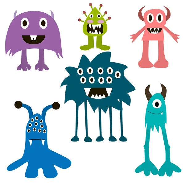 Cartoon-Monster großen Satz. buntes Spielzeugmonster, niedliches Monster. Monster flat, Monster alien, Monster kids, Monster animals, Monster teeth, Monster art, Monster cool, Monster icons. Monster Vektor Folge 10 — Stockvektor