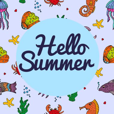 Deniz hayvanları ile seamless modeli deniz yaşamı.