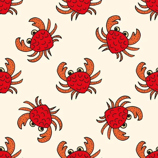 Happy crabs, Seamless nautical pattern with cute crabs and light background — Stock Vector