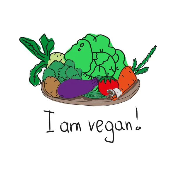 Soy vegana. Conceptual frase manuscrita. Diseño caligráfico con letras a mano . — Vector de stock