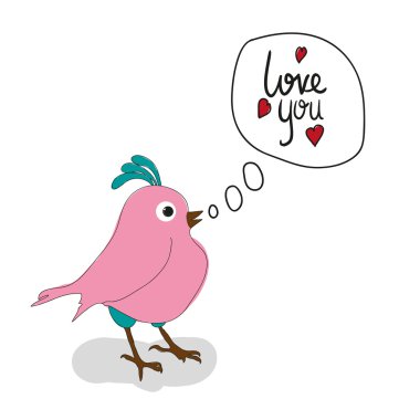 Dostluk gün şirin el çizim vektör çizim tasarımınız için kuş diyor