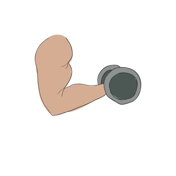 Dibujos animados a mano alzada brazo fuerte flexión bíceps deporte — Vector de stock