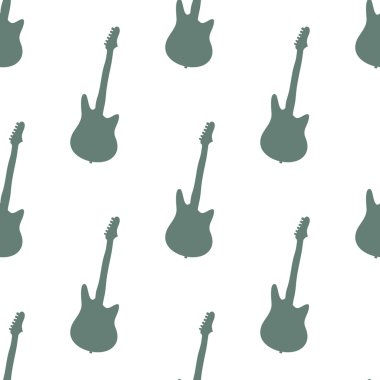 Beyaz bir arka planda vektör çizim gitar ile Seamless Modeli