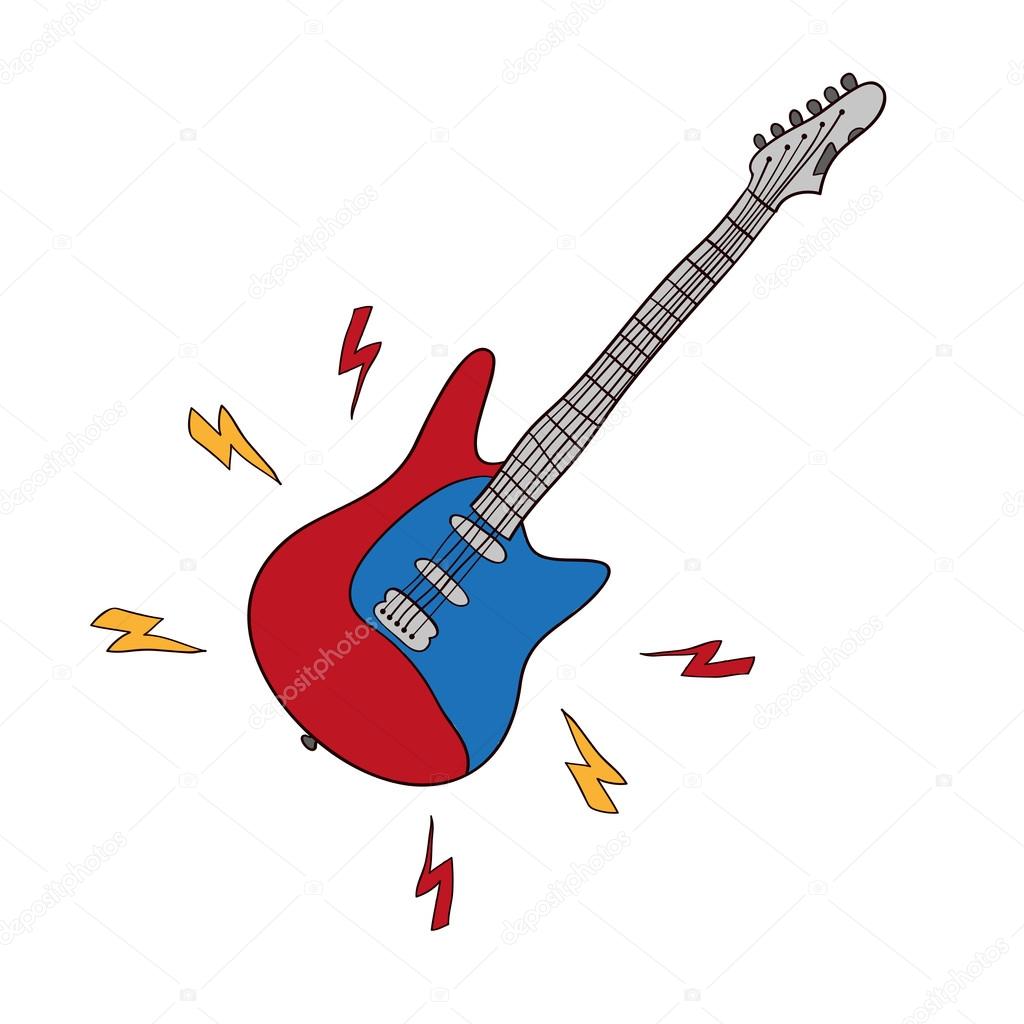 Electric guitars vector Music symbols isolated on white background