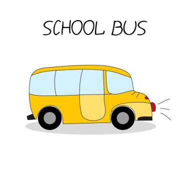 Okul otobüsü. El çizimi. Doodle tarzı. Gösterim amacıyla tasarım.