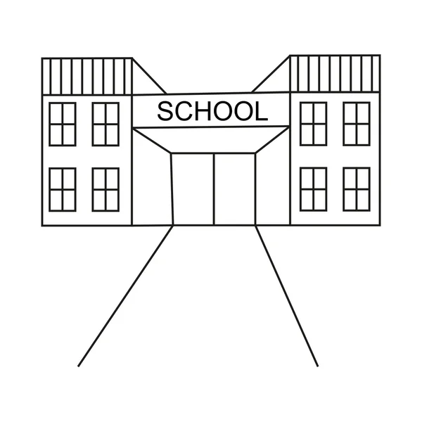 El edificio de la escuela en estilo plano. De vuelta a. Entrenamiento. Para su diseño — Vector de stock