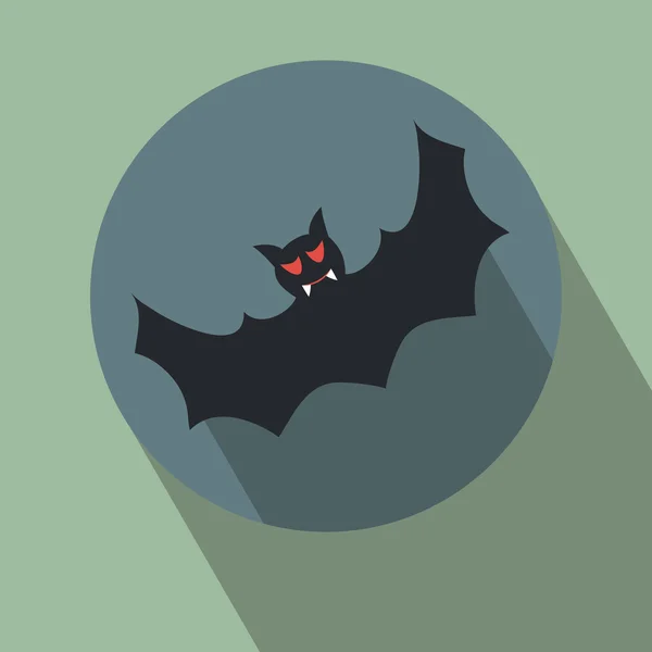 Chauve-souris. Icône. Ronde. Halloween. Fête. Un oiseau noir. Pour votre design — Image vectorielle