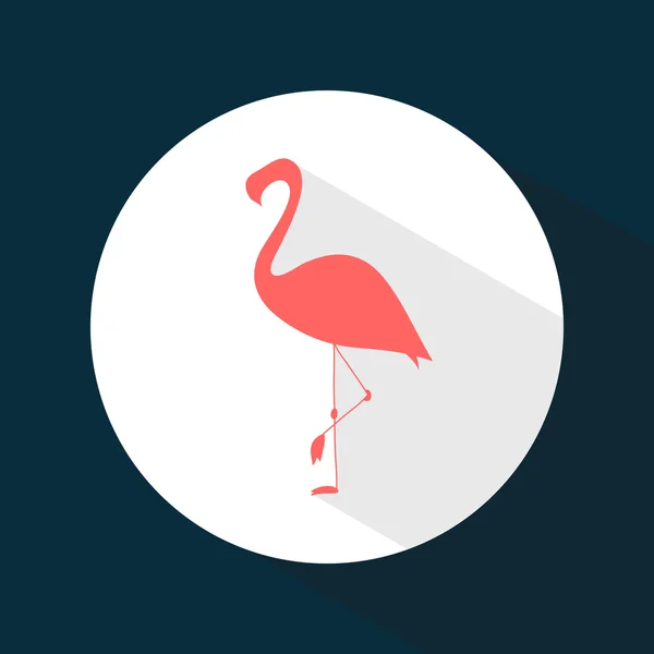 Icône. Flamant rose. Bel oiseau. Ronde. Le Web. Style plat. Pour votre design — Image vectorielle