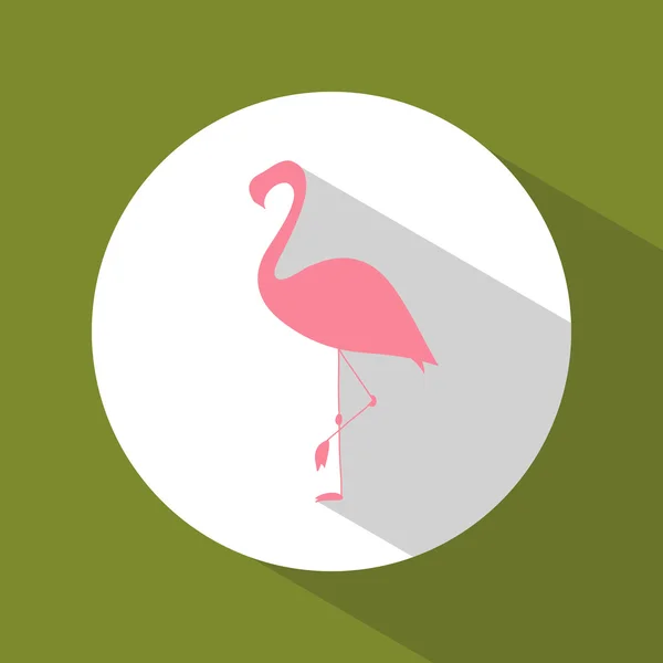 Icône. Flamant rose. Bel oiseau. Ronde. Le Web. Style plat. Pour votre design — Image vectorielle