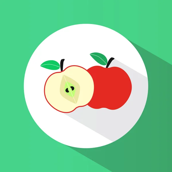 Icône pomme. Des fruits. Nourriture savoureuse et saine. Régime alimentaire. Conception plate — Image vectorielle
