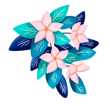 Pembe arka planda çizgi film şablonu. Yeşil çerçeve. Şirin kır düğün yeşilliği. Vektör doğa grafik arkaplanı.